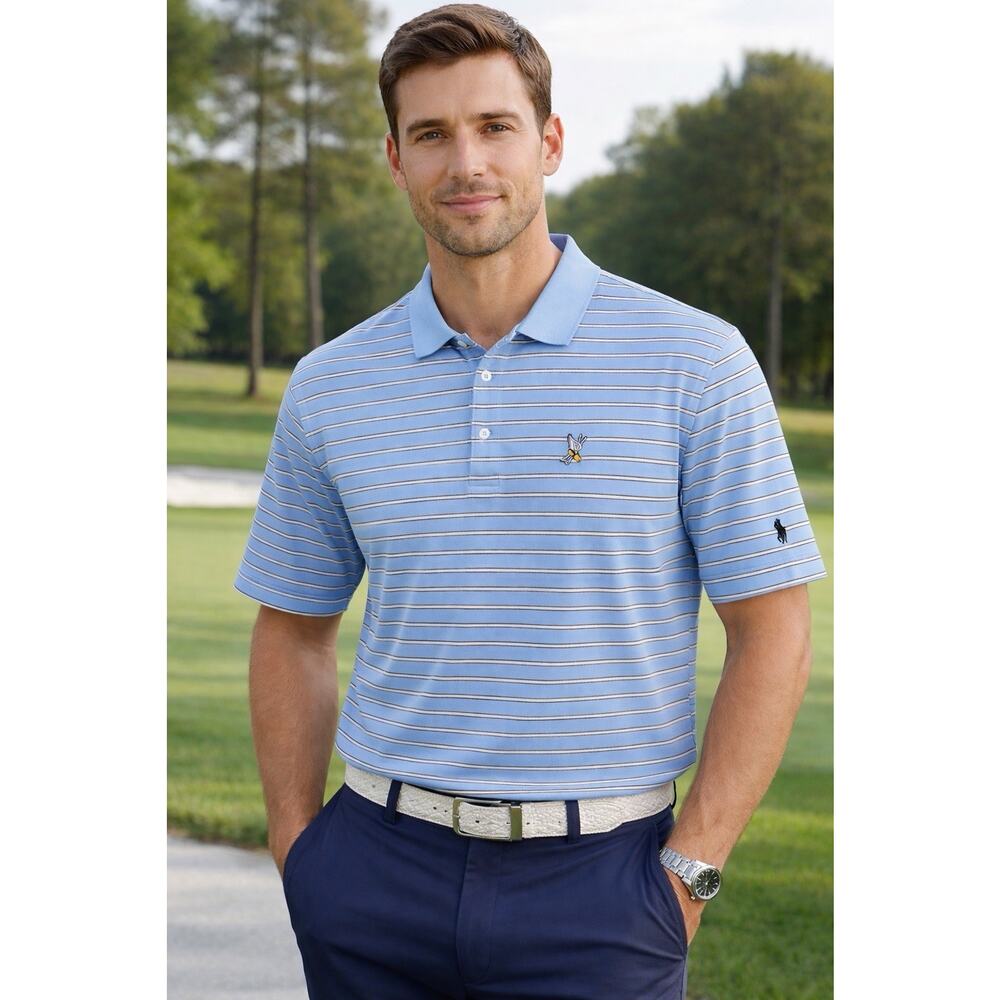 Polo Golf Ralph Lauren XL Men's Winged Foot Golf Club Blue Stripe Pima Cotton